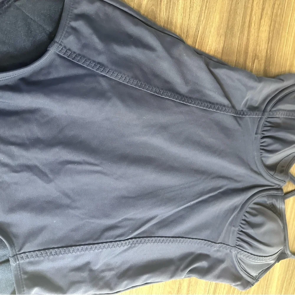 Athleta Navy One Piece Swimsuit 32 B/C Tall Strappy Back Shelf Bra‎